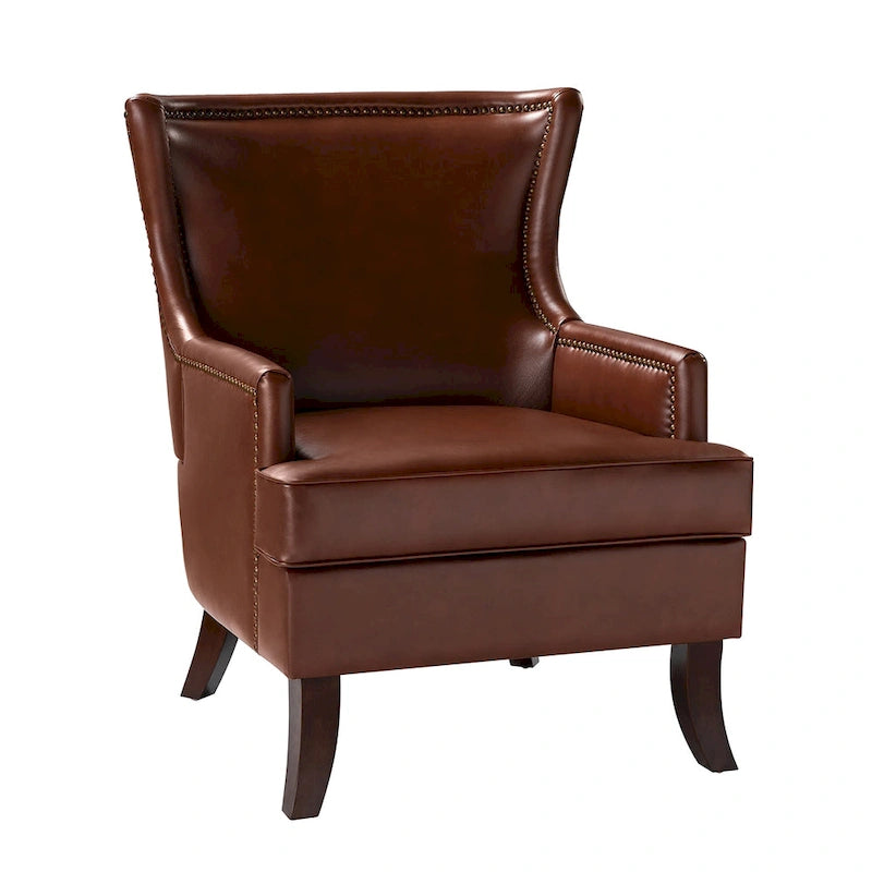 Fauteuil à oreilles ergonomique en similicuir végétalien de style Mid-Century Modern