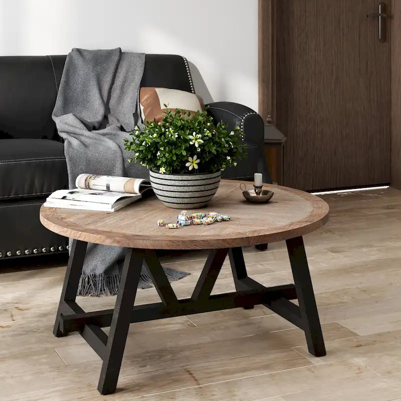 Bout de canapé rustique de ferme | Table d'appoint de style champêtre français pour petits espaces