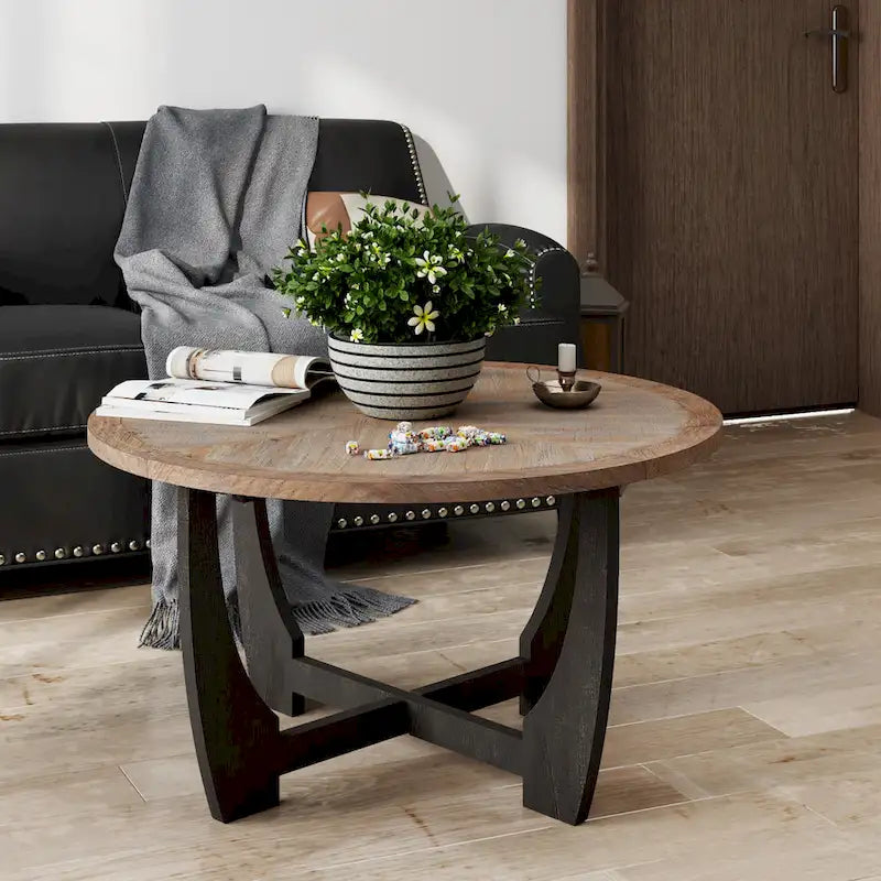 Bout de canapé rustique de ferme | Table d'appoint de style champêtre français pour petits espaces