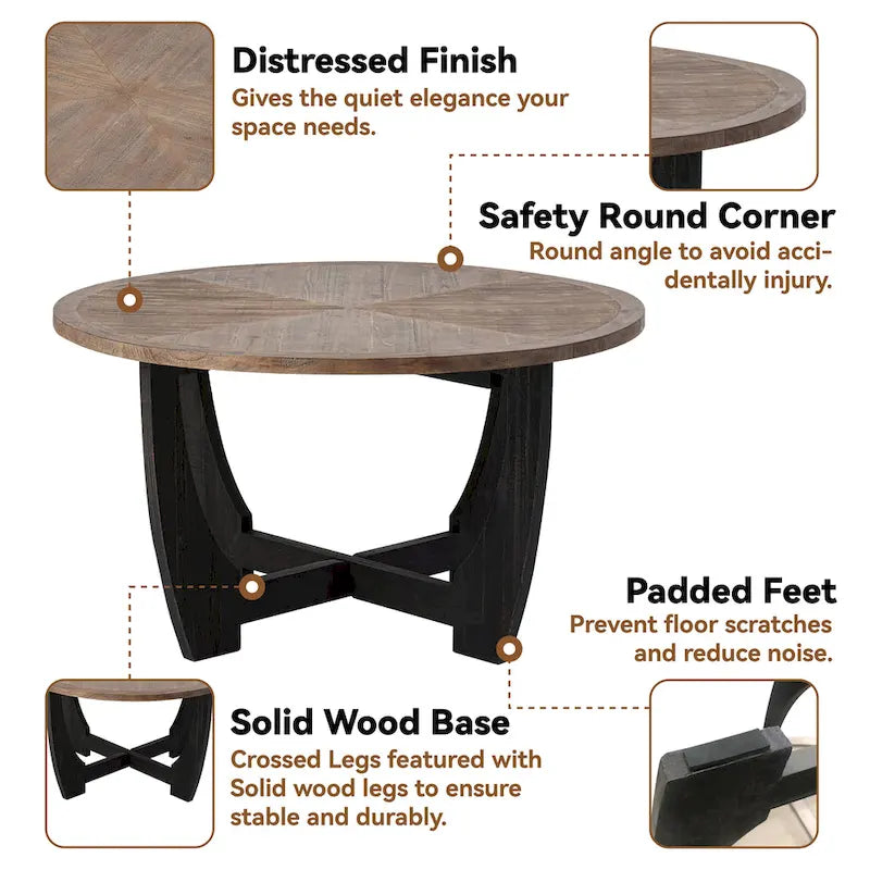 Bout de canapé rustique de ferme | Table d'appoint de style champêtre français pour petits espaces