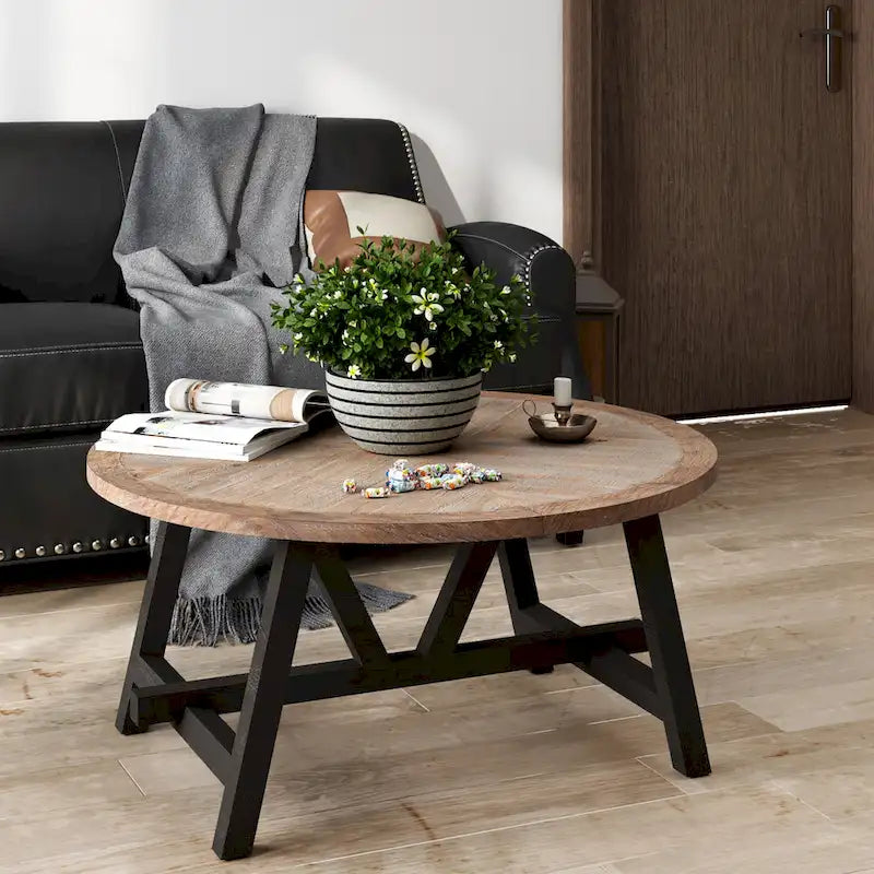 Bout de canapé rustique de ferme | Table d'appoint de style champêtre français pour petits espaces