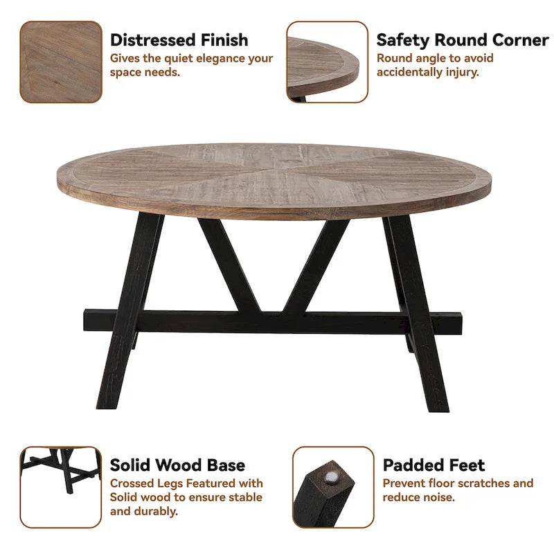 Bout de canapé rustique de ferme | Table d'appoint de style champêtre français pour petits espaces