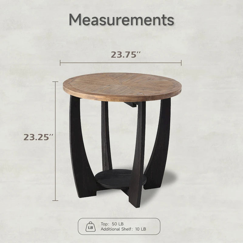 Bout de canapé rustique de ferme | Table d'appoint de style champêtre français pour petits espaces