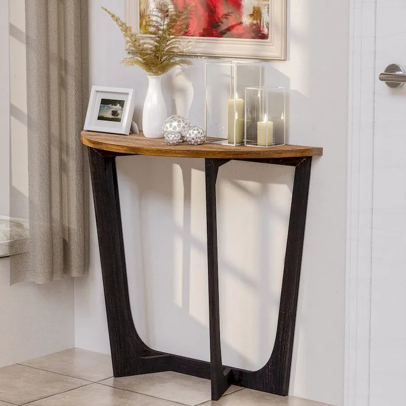 Bout de canapé rustique de ferme | Table d'appoint de style champêtre français pour petits espaces