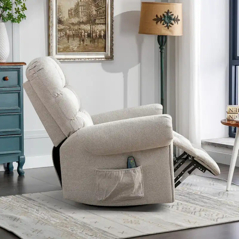 Fauteuil inclinable, pivotant et berçant surdimensionné avec 4 zones de massage