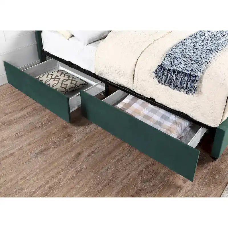 Lit plateforme Art Déco avec rangement 4 tiroirs