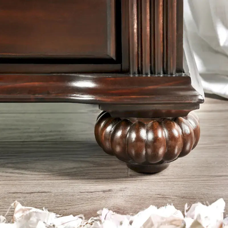 Ensemble de chambre 2 pièces en noyer traditionnel avec lit à colonnes