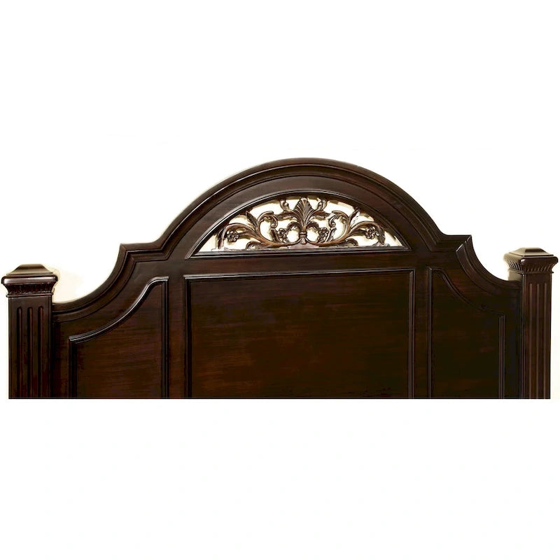 Ensemble de chambre 2 pièces en noyer traditionnel avec lit à colonnes