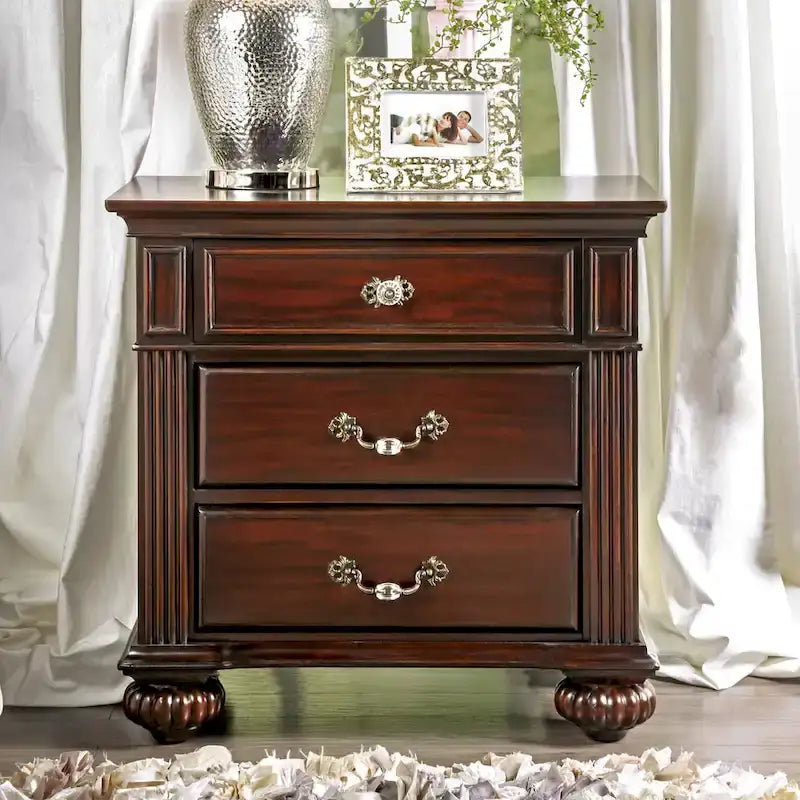 Ensemble de chambre 2 pièces en noyer traditionnel avec lit à colonnes