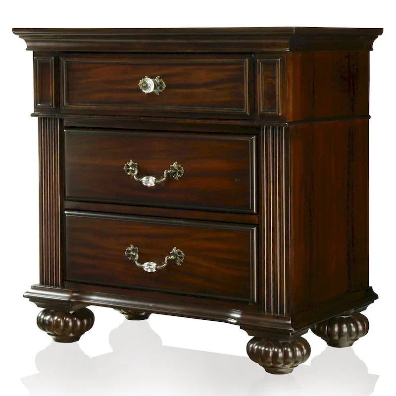 Ensemble de chambre 2 pièces en noyer traditionnel avec lit à colonnes