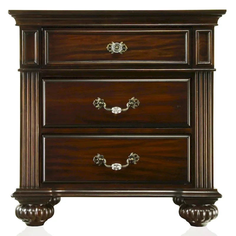Ensemble de chambre 2 pièces en noyer traditionnel avec lit à colonnes