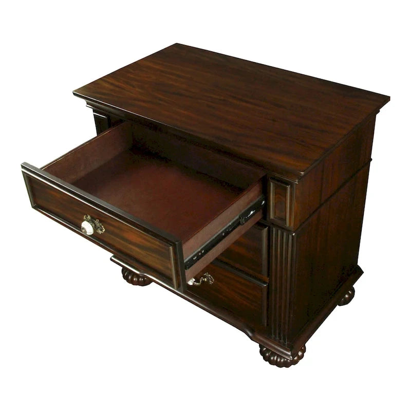 Ensemble de chambre 2 pièces en noyer traditionnel avec lit à colonnes