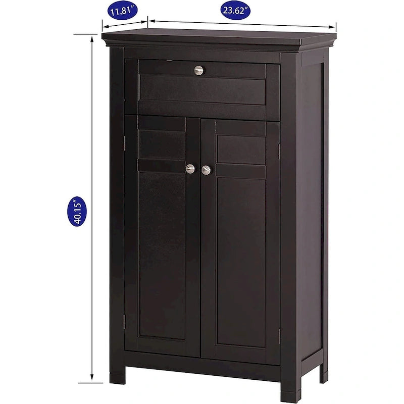 Meuble de rangement de salle de bain autoportant avec portes et étagères réglables
