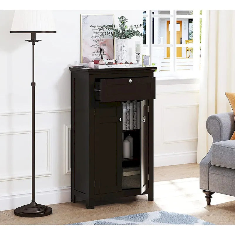 Meuble de rangement de salle de bain autoportant avec portes et étagères réglables