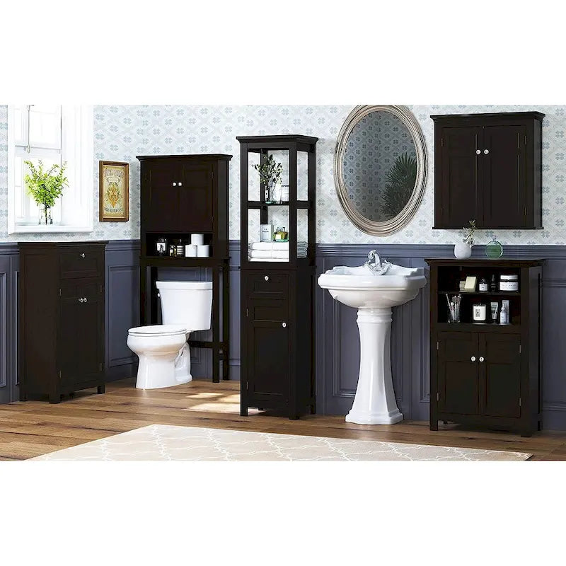 Meuble de rangement de salle de bain autoportant avec portes et étagères réglables