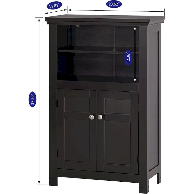 Meuble de rangement de salle de bain autoportant avec portes et étagères réglables