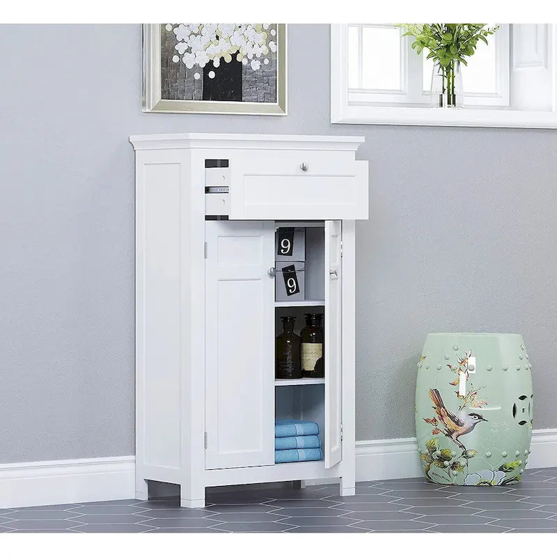 Meuble de rangement de salle de bain autoportant avec portes et étagères réglables