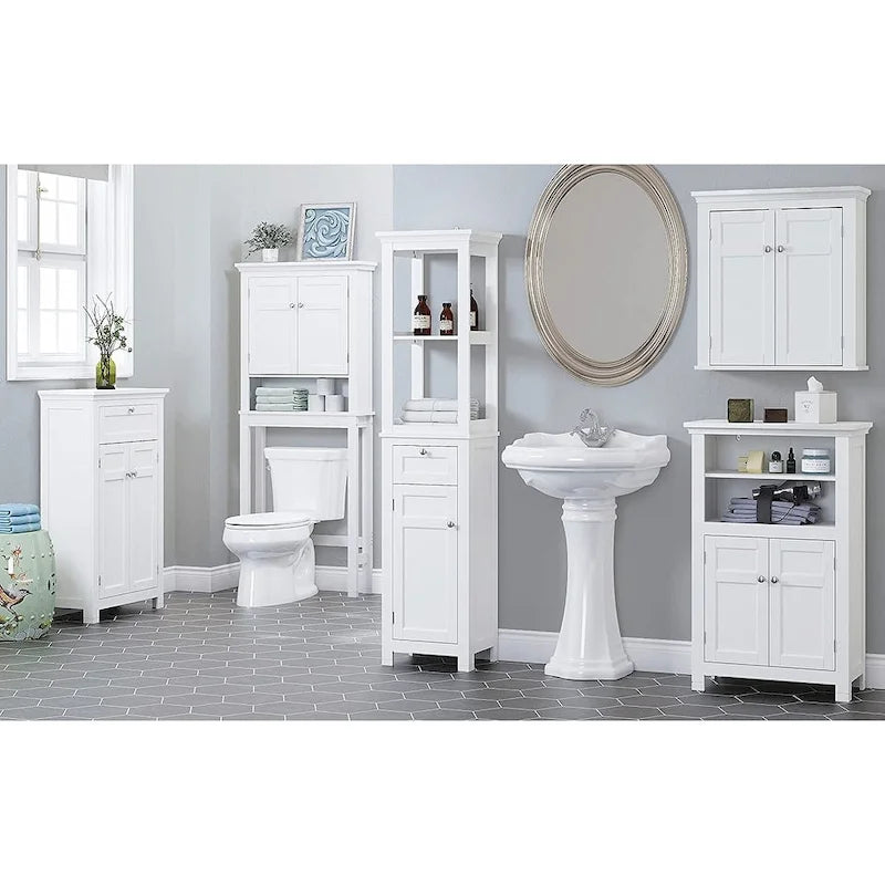 Meuble de rangement de salle de bain autoportant avec portes et étagères réglables