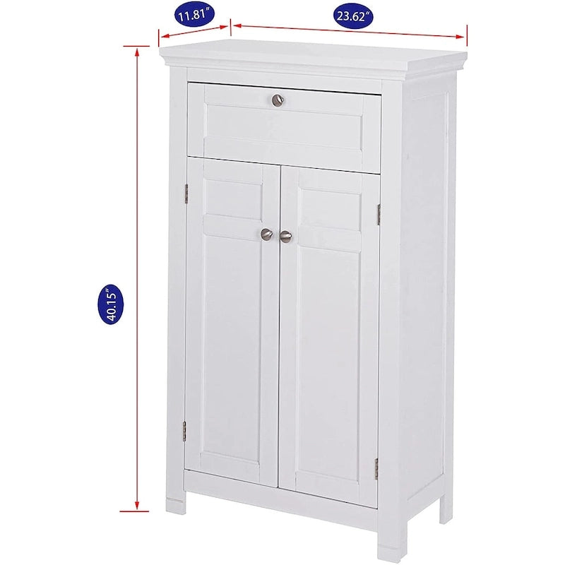 Meuble de rangement de salle de bain autoportant avec portes et étagères réglables