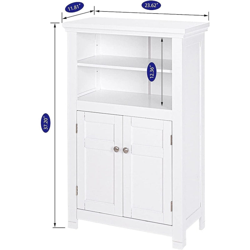 Meuble de rangement de salle de bain autoportant avec portes et étagères réglables
