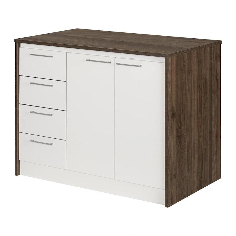 Îlot de cuisine contemporain avec 4 tiroirs et étagère réglable