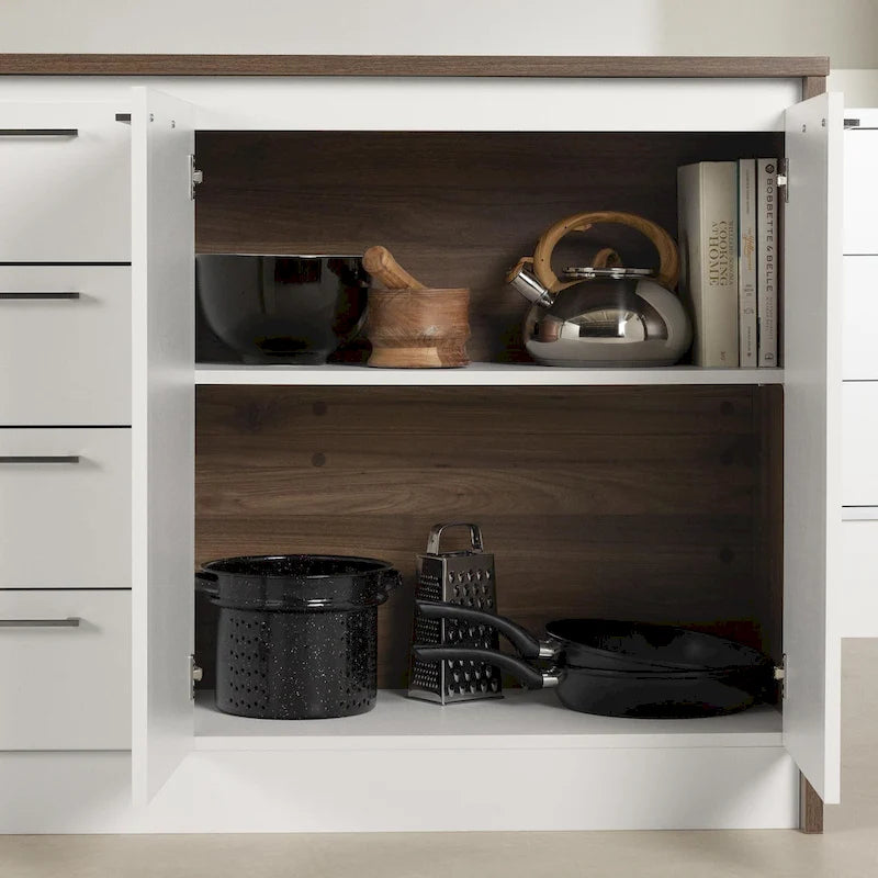 Îlot de cuisine contemporain avec 4 tiroirs et étagère réglable