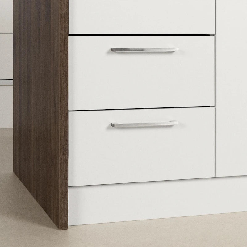 Îlot de cuisine contemporain avec 4 tiroirs et étagère réglable