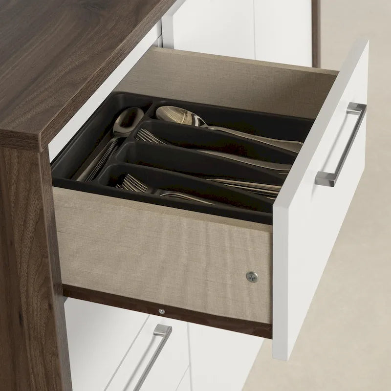Îlot de cuisine contemporain avec 4 tiroirs et étagère réglable