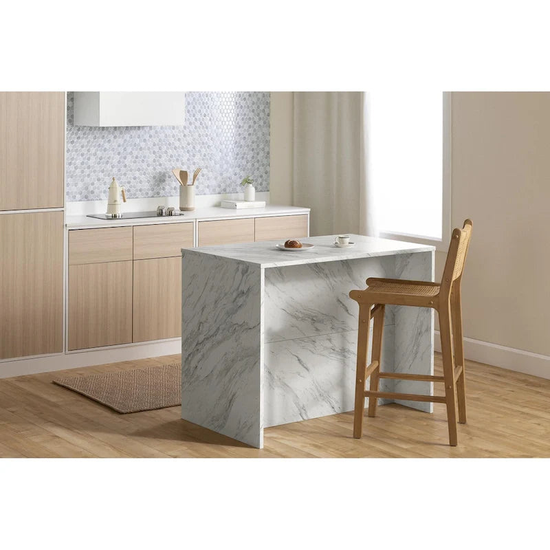 Îlot de cuisine contemporain avec 4 tiroirs et étagère réglable