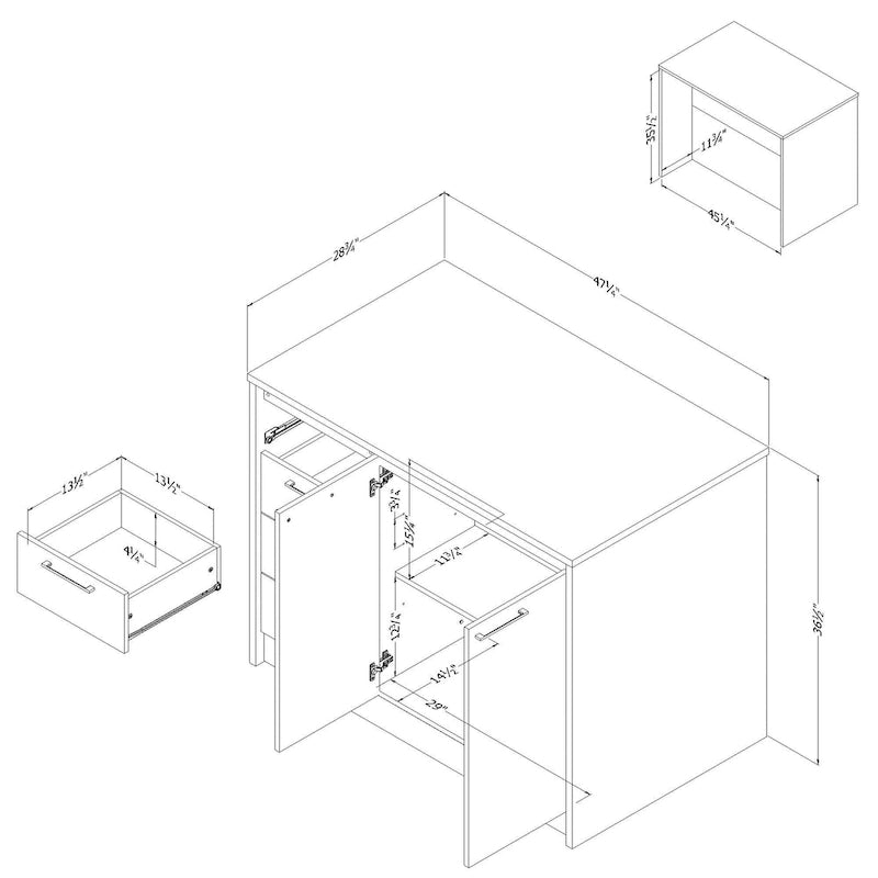 Îlot de cuisine contemporain avec 4 tiroirs et étagère réglable