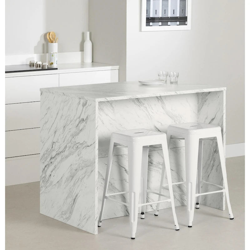 Îlot de cuisine contemporain avec 4 tiroirs et étagère réglable