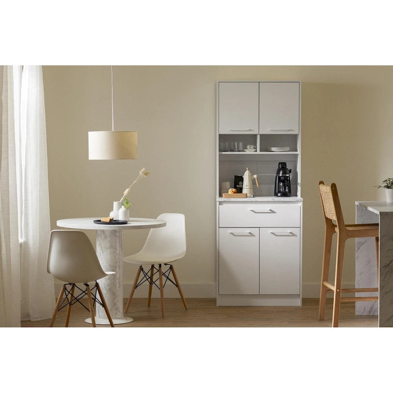 Îlot de cuisine contemporain avec 4 tiroirs et étagère réglable