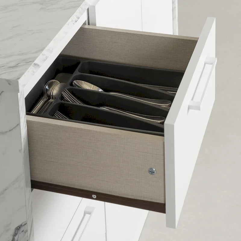 Îlot de cuisine contemporain avec 4 tiroirs et étagère réglable