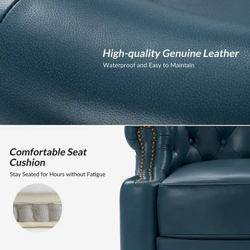 Fauteuil pivotant moderne en cuir véritable avec dossier capitonné