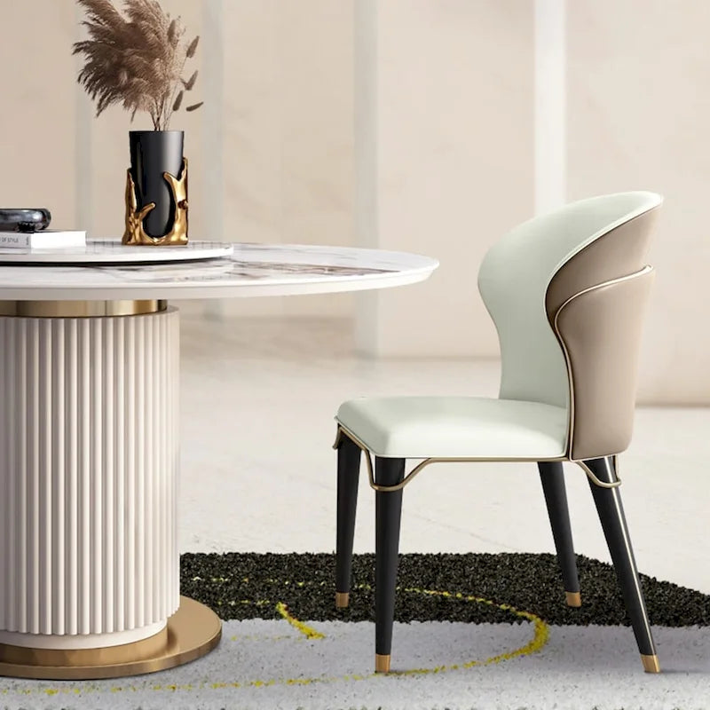 Chaise de salle à manger moderne Wingback en cuir PU, pieds en acier carbone, lot de 2