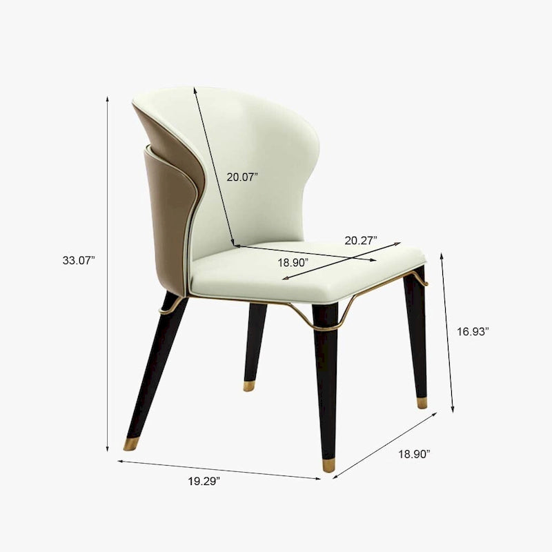 Chaise de salle à manger moderne Wingback en cuir PU, pieds en acier carbone, lot de 2