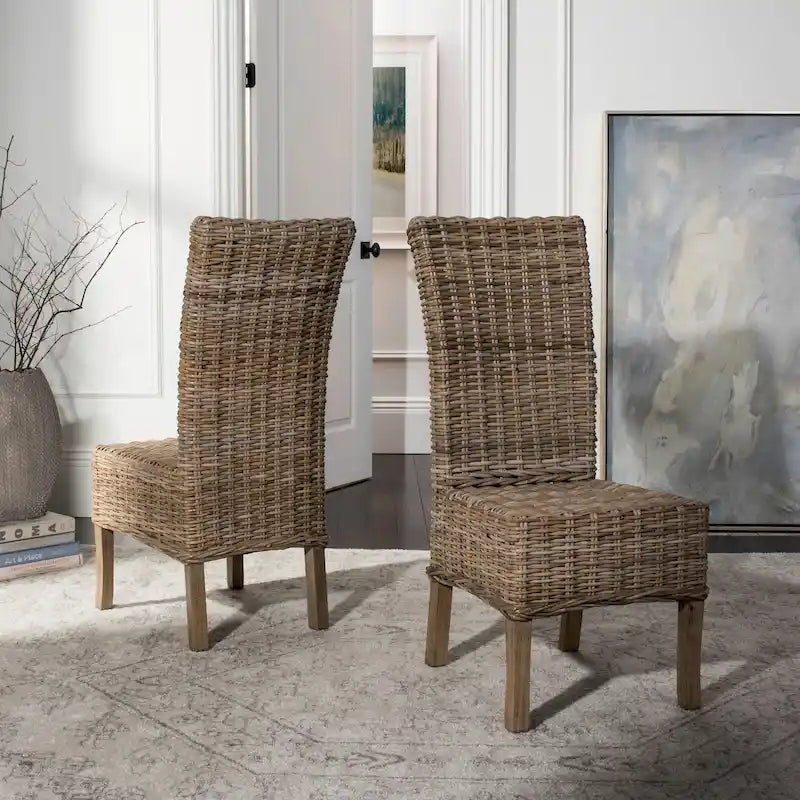 Lot de 2 chaises de salle à manger en rotin naturel