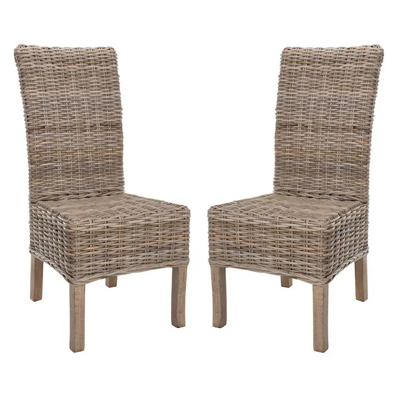 Lot de 2 chaises de salle à manger en rotin naturel