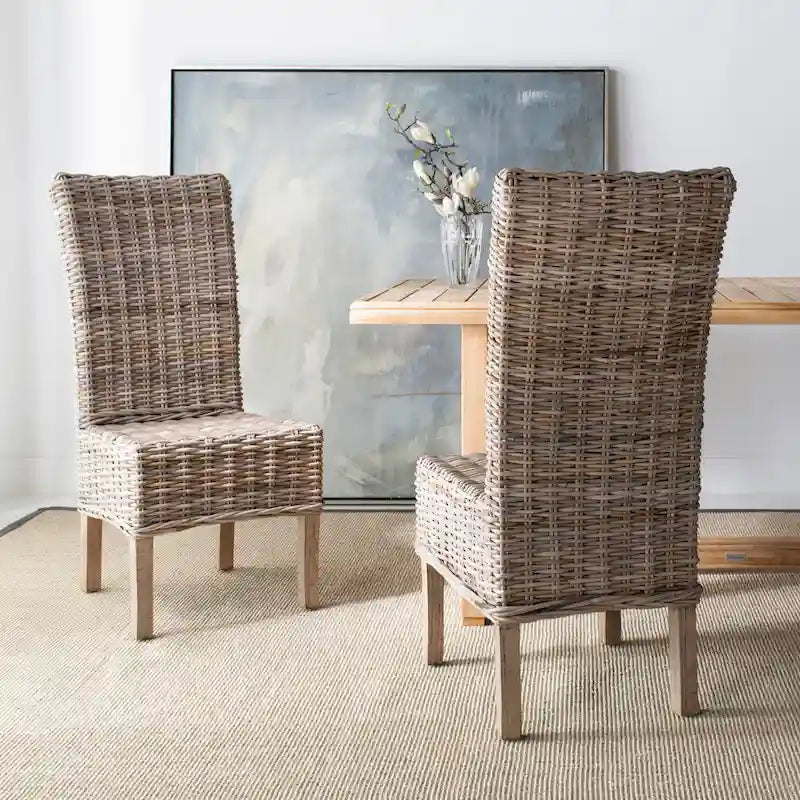 Lot de 2 chaises de salle à manger en rotin naturel