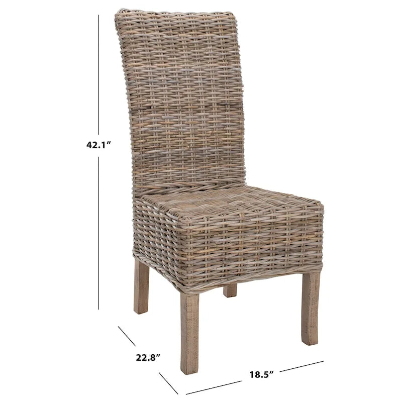 Lot de 2 chaises de salle à manger en rotin naturel