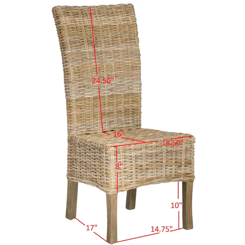 Lot de 2 chaises de salle à manger en rotin naturel