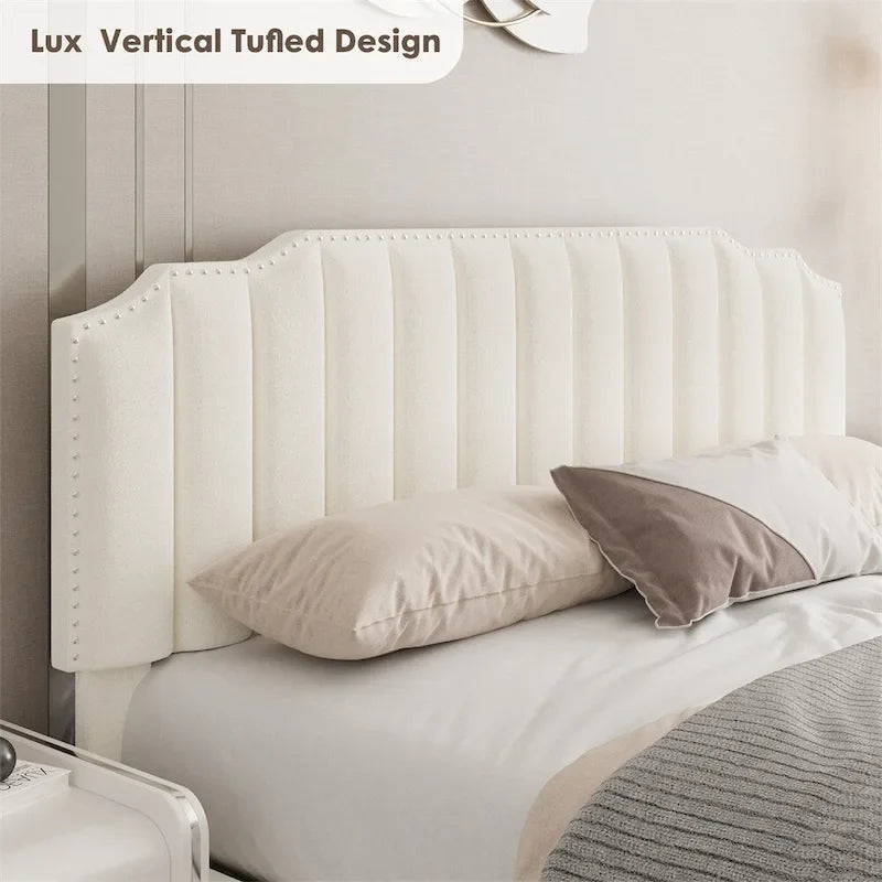 Lit plateforme relevable en velours et bois de taille Queen avec rangement