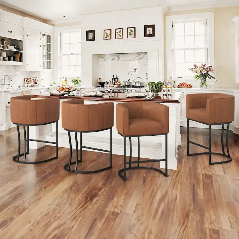 Tabourets de bar modernes de 66 cm avec cadre en métal, lot de 4