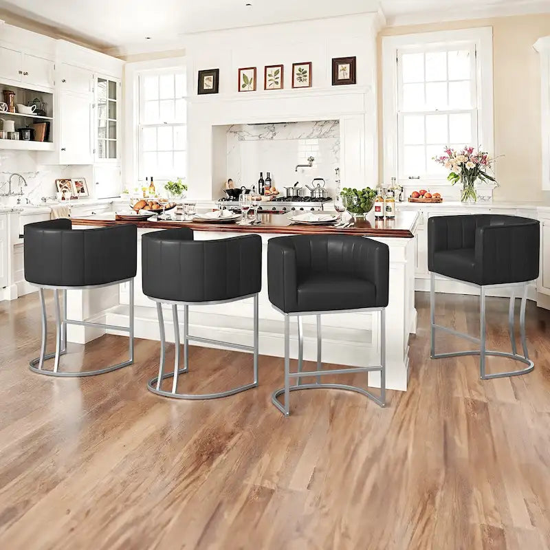 Tabourets de bar modernes de 66 cm avec cadre en métal, lot de 4