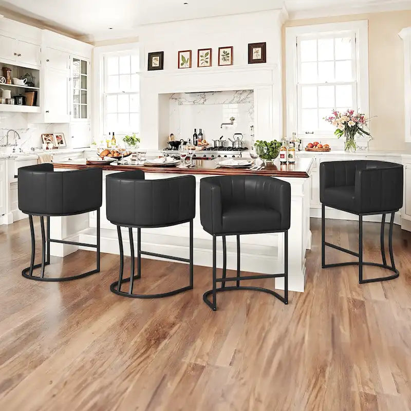 Tabourets de bar modernes de 66 cm avec cadre en métal, lot de 4