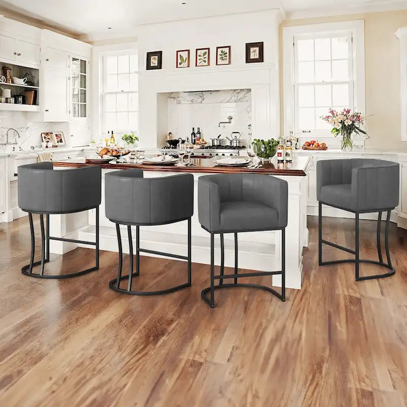Tabourets de bar modernes de 66 cm avec cadre en métal, lot de 4