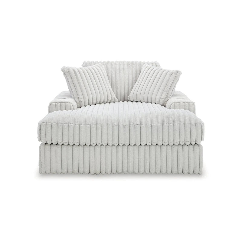 Grande méridienne avec port USB, porte-gobelets et coussins en plumes et fibres