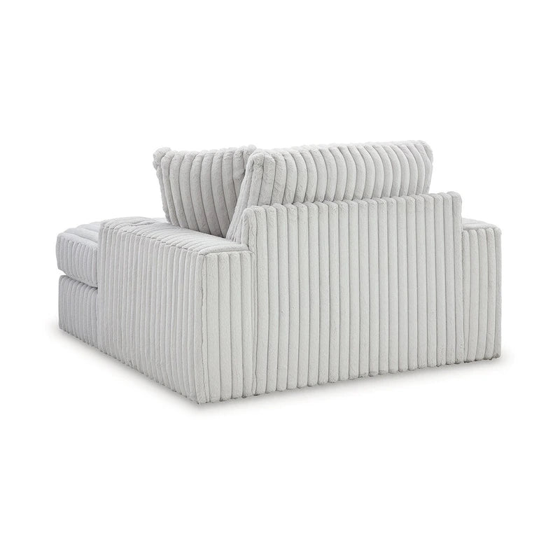 Grande méridienne avec port USB, porte-gobelets et coussins en plumes et fibres