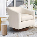 Fauteuil d'appoint pivotant Baril en tissu et base en bois
