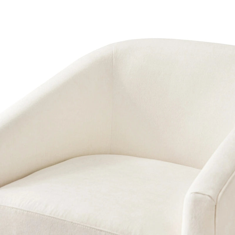Fauteuil d'appoint pivotant Baril en tissu et base en bois